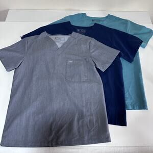 Figs Leon Men's Scrub Tops Size Small Lot of 3 Technical Collection 3 Pocket